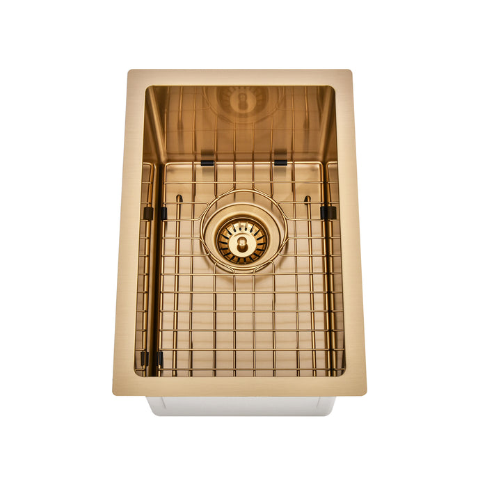 Brushed Gold 300 x 450 x 230mm Kitchen & Laundry Sink - Acqua Bathrooms