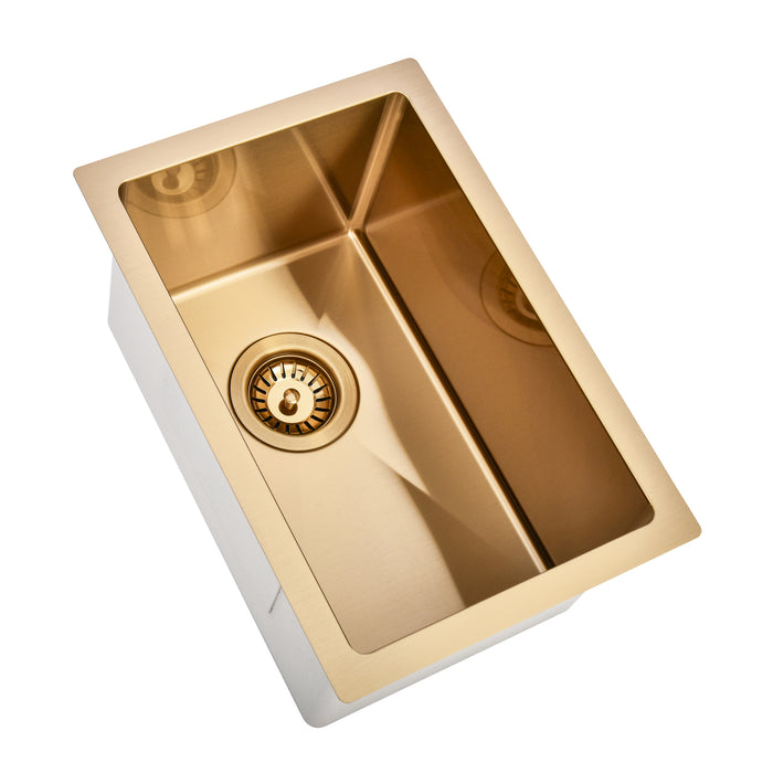 Brushed Gold 300 x 450 x 230mm Kitchen & Laundry Sink - Acqua Bathrooms