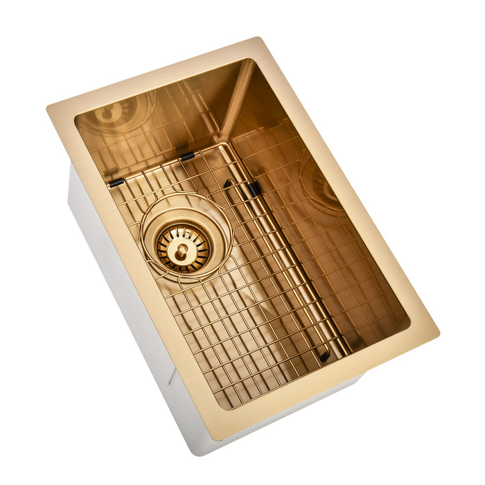 Brushed Gold 300 x 450 x 230mm Kitchen & Laundry Sink - Acqua Bathrooms