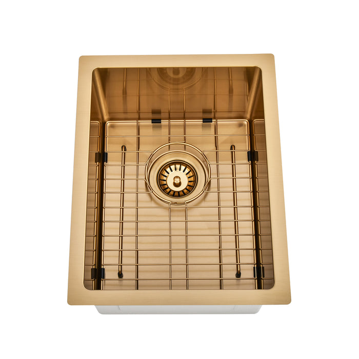 Brushed Gold 350 x 450 x 230mm Kitchen & Laundry Sink - Acqua Bathrooms
