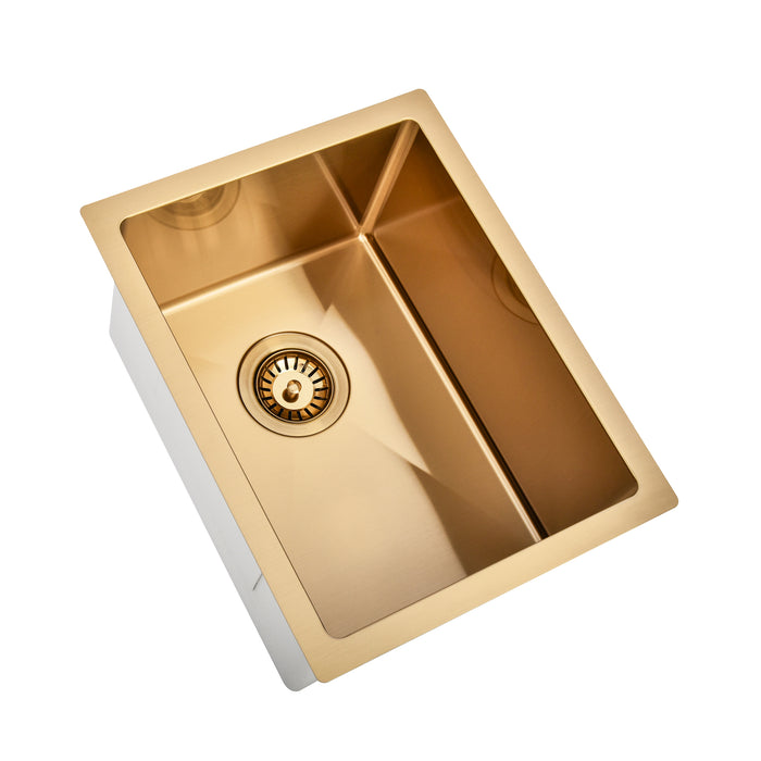 Brushed Gold 350 x 450 x 230mm Kitchen & Laundry Sink - Acqua Bathrooms