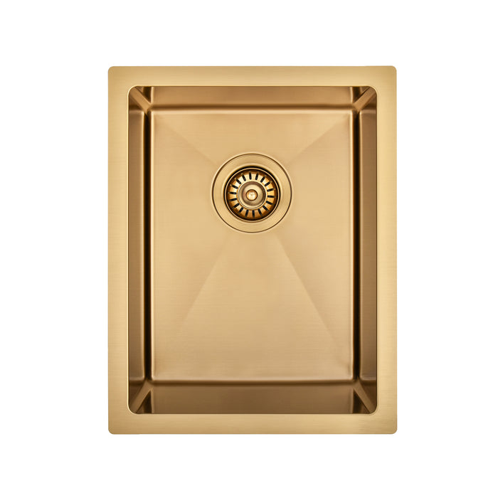 Brushed Gold 350 x 450 x 230mm Kitchen & Laundry Sink - Acqua Bathrooms