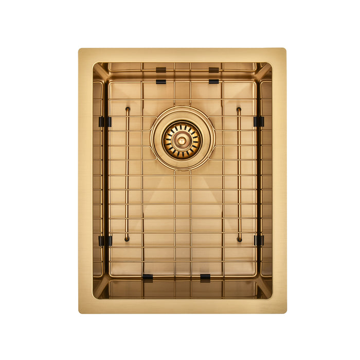 Brushed Gold 350 x 450 x 230mm Kitchen & Laundry Sink - Acqua Bathrooms