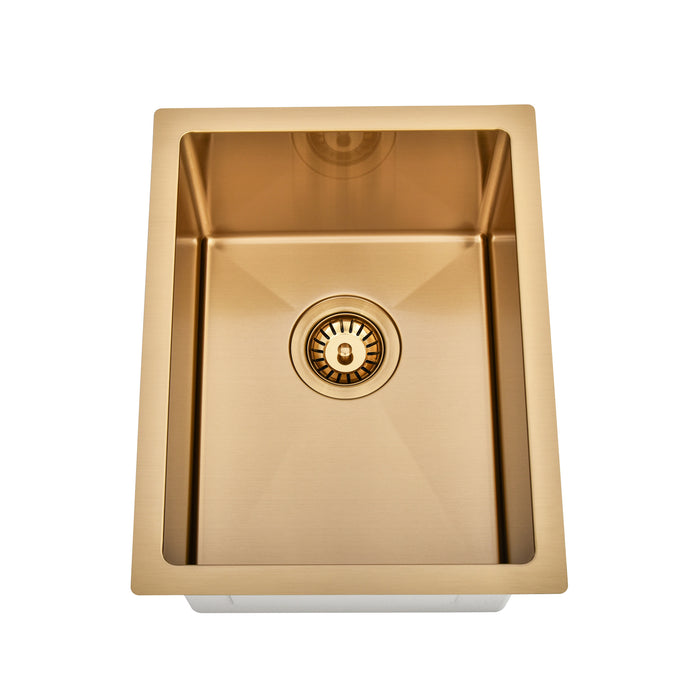 Brushed Gold 350 x 450 x 230mm Kitchen & Laundry Sink - Acqua Bathrooms
