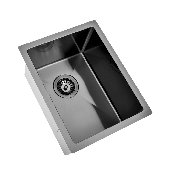 Brushed Gun Metal 350 x 450 x 230mm Kitchen & Laundry Sink - Acqua Bathrooms