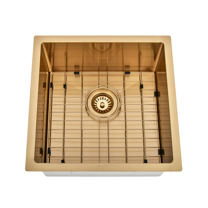 Brushed Gold 450 x 450 x 230mm Kitchen & Laundry Sink - Acqua Bathrooms