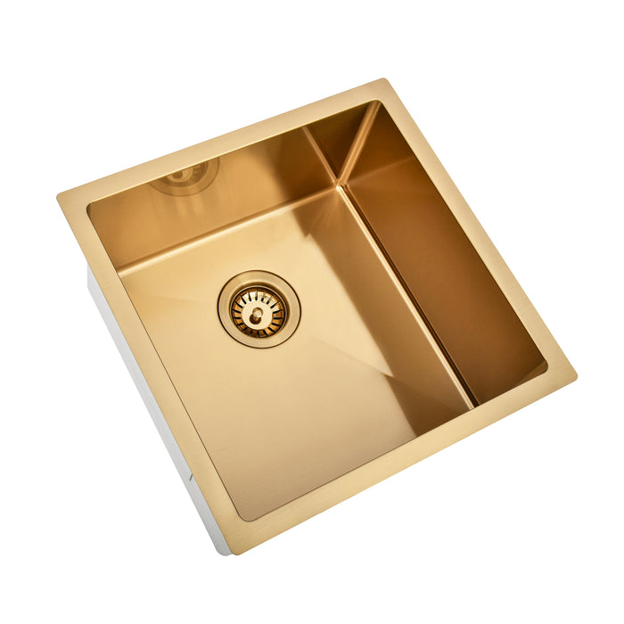 Brushed Gold 450 x 450 x 230mm Kitchen & Laundry Sink - Acqua Bathrooms