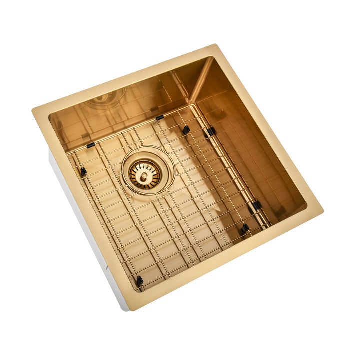 Brushed Gold 450 x 450 x 230mm Kitchen & Laundry Sink - Acqua Bathrooms