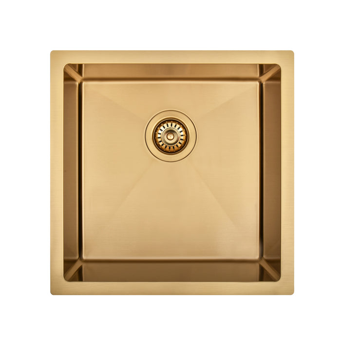 Brushed Gold 450 x 450 x 230mm Kitchen & Laundry Sink - Acqua Bathrooms