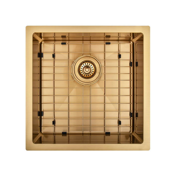 Brushed Gold 450 x 450 x 230mm Kitchen & Laundry Sink - Acqua Bathrooms