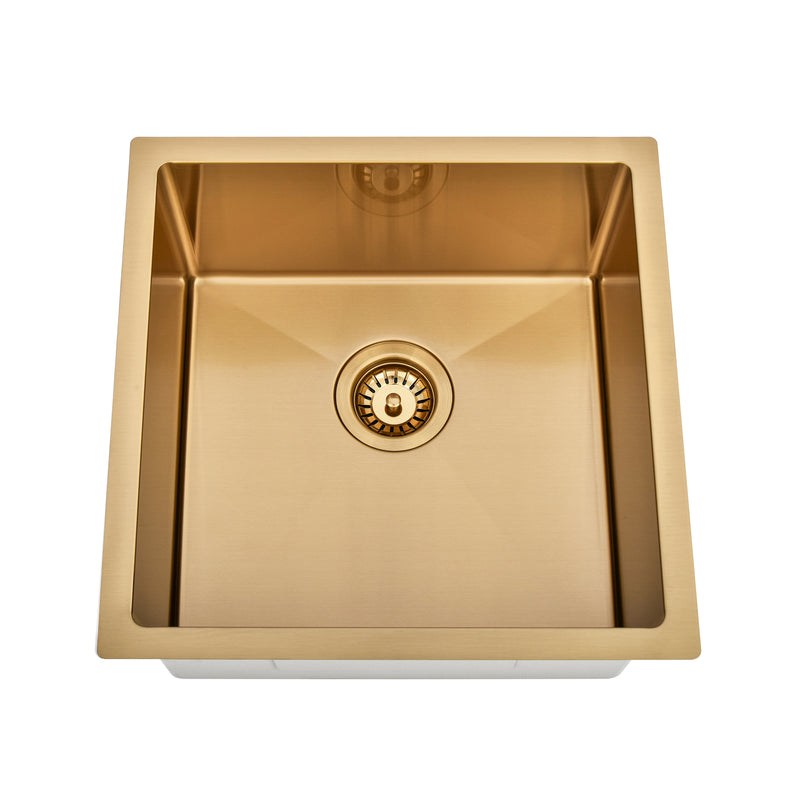 Brushed Gold 450 x 450 x 230mm Kitchen & Laundry Sink - Acqua Bathrooms