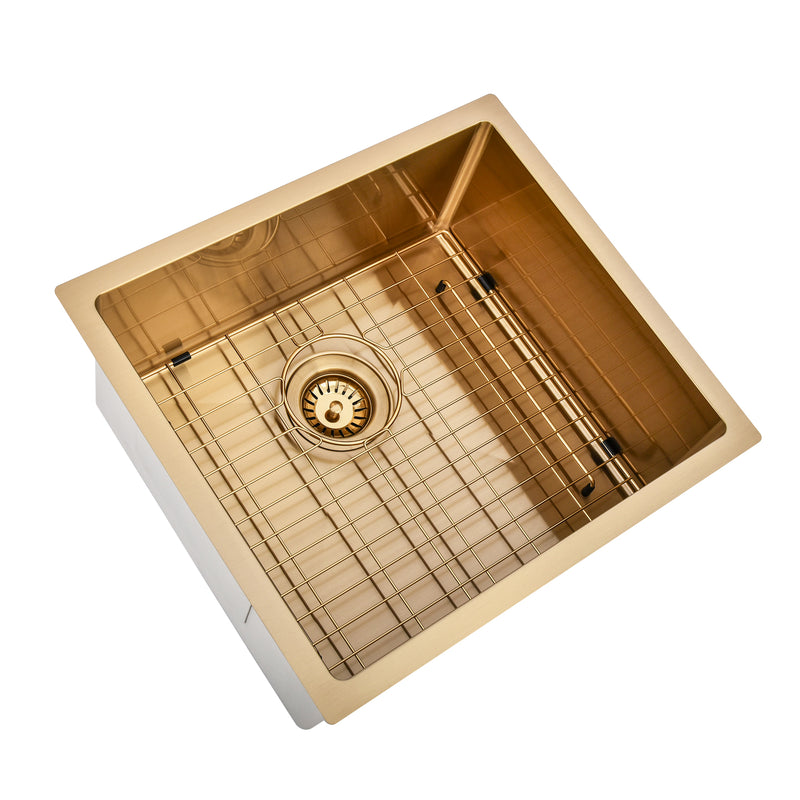 Brushed Gold 500 x 450 x 230mm Kitchen & Laundry Sink - Acqua Bathrooms
