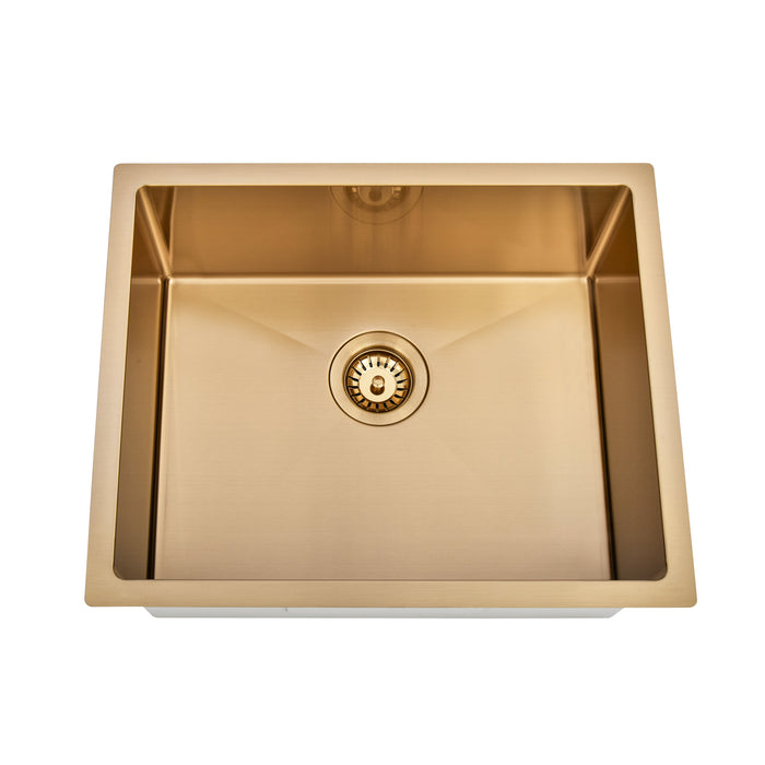 Brushed Gold 550 x 450 x 230mm Kitchen & Laundry Sink - Acqua Bathrooms