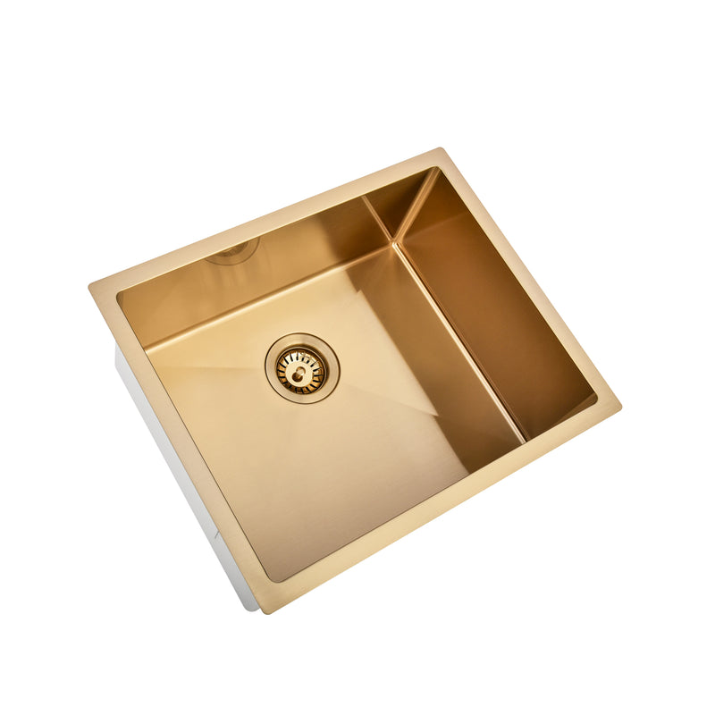 Brushed Gold 550 x 450 x 230mm Kitchen & Laundry Sink - Acqua Bathrooms