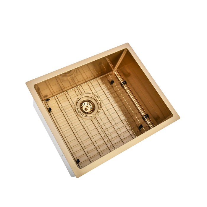 Brushed Gold 550 x 450 x 230mm Kitchen & Laundry Sink - Acqua Bathrooms