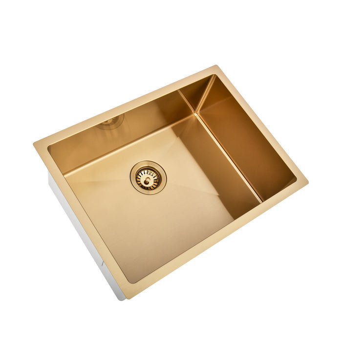 Brushed Gold 600 x 450 x 230mm Kitchen & Laundry Sink - Acqua Bathrooms
