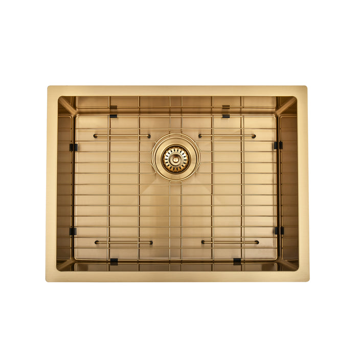 Brushed Gold 600 x 450 x 230mm Kitchen & Laundry Sink - Acqua Bathrooms