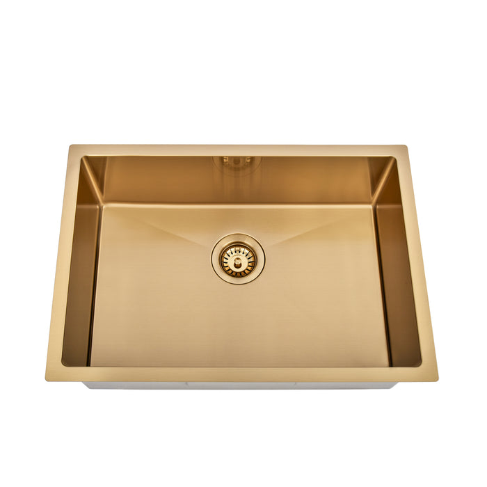 Brushed Gold 650 x 450 x 230mm Kitchen & Laundry Sink - Acqua Bathrooms
