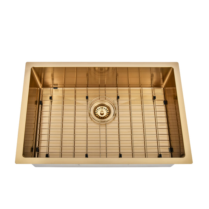 Brushed Gold 700 x 450 x 230mm Kitchen & Laundry Sink - Acqua Bathrooms