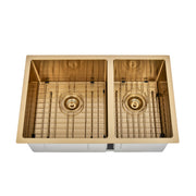 Brushed Gold 700 x 450 x 230mm 1 & 3/4 Double Bowl Kitchen Sink - Acqua Bathrooms