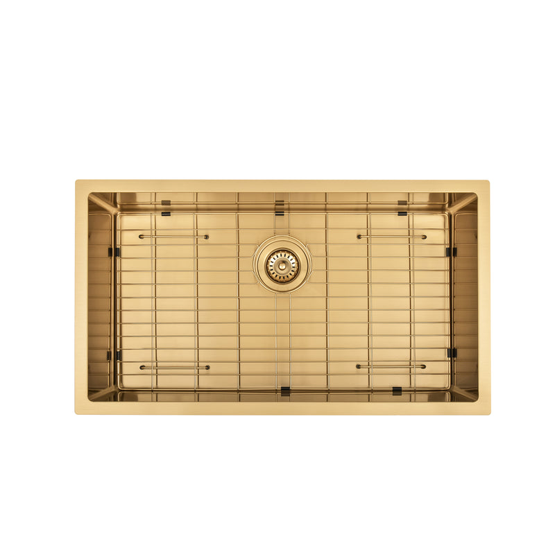Brushed Gold 750 x 450 x 230mm Kitchen & Laundry Sink - Acqua Bathrooms