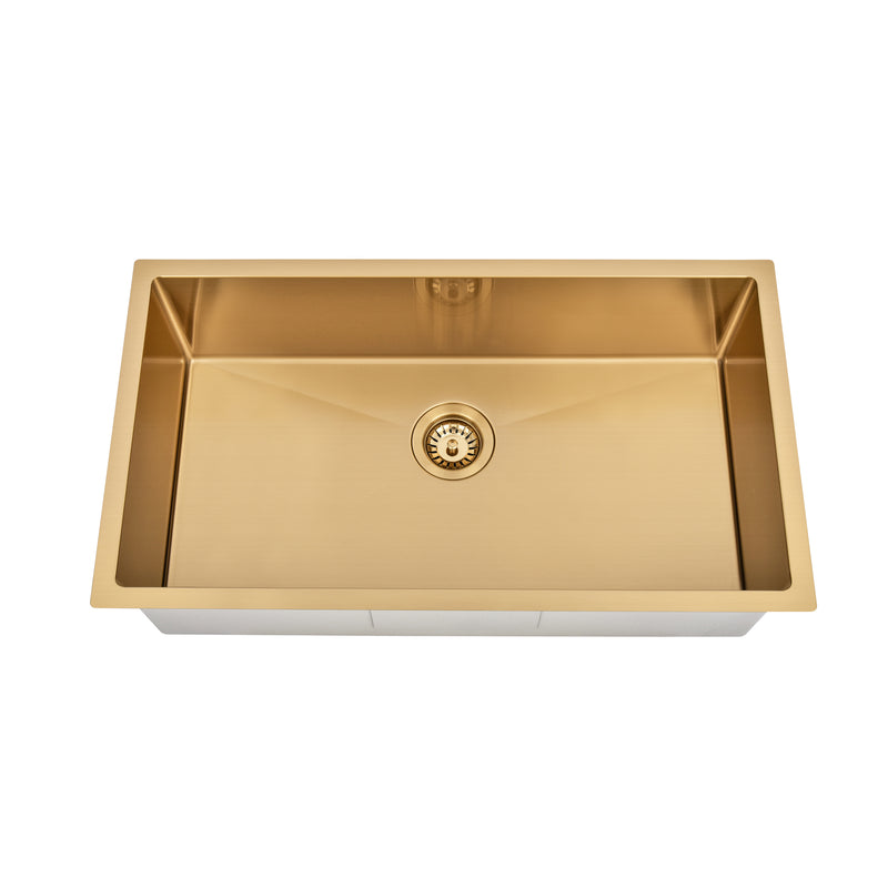 Brushed Gold 750 x 450 x 230mm Kitchen & Laundry Sink - Acqua Bathrooms