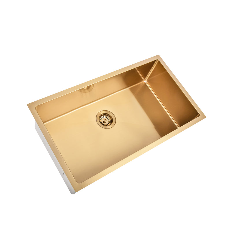 Brushed Gold 750 x 450 x 230mm Kitchen & Laundry Sink - Acqua Bathrooms