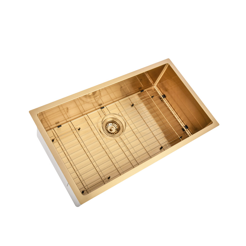 Brushed Gold 750 x 450 x 230mm Kitchen & Laundry Sink - Acqua Bathrooms
