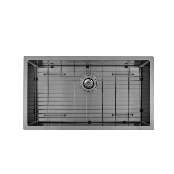 Brushed Gun Metal 750 x 450 x 230mm Kitchen & Laundry Sink - Acqua Bathrooms