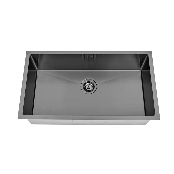 Brushed Gun Metal 750 x 450 x 230mm Kitchen & Laundry Sink - Acqua Bathrooms