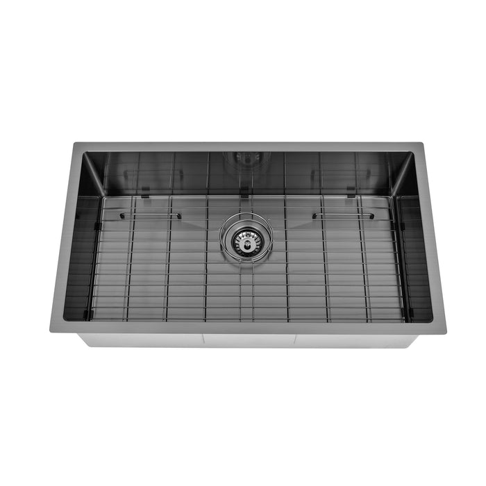 Brushed Gun Metal 750 x 450 x 230mm Kitchen & Laundry Sink - Acqua Bathrooms