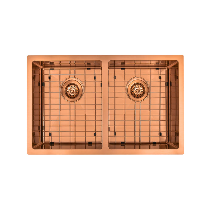 Brushed Copper 750 x 450 x 230mm Double Bowl Kitchen Sink