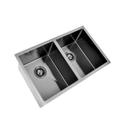 Brushed Gun Metal 750 x 450 x 230mm Double Bowl Kitchen Sink - Acqua Bathrooms
