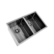 Brushed Gun Metal 750 x 450 x 230mm Double Bowl Kitchen Sink - Acqua Bathrooms