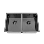 Brushed Gun Metal 750 x 450 x 230mm Double Bowl Kitchen Sink - Acqua Bathrooms