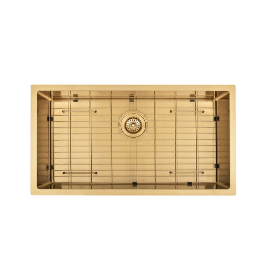 Brushed Gold 800 x 450 x 230mm Kitchen & Laundry Sink - Acqua Bathrooms