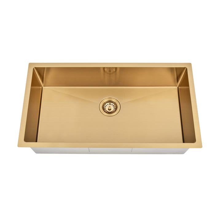 Brushed Gold 800 x 450 x 230mm Kitchen & Laundry Sink - Acqua Bathrooms