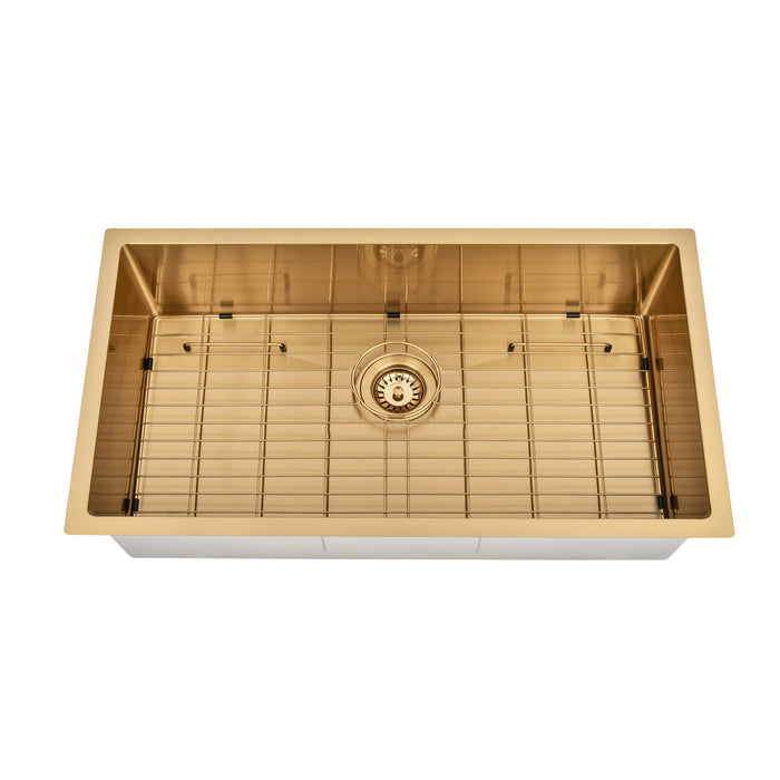 Brushed Gold 800 x 450 x 230mm Kitchen & Laundry Sink - Acqua Bathrooms