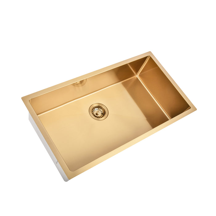 Brushed Gold 800 x 450 x 230mm Kitchen & Laundry Sink - Acqua Bathrooms
