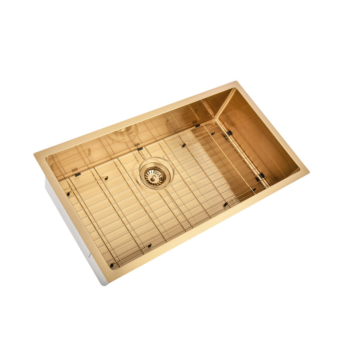 Brushed Gold 800 x 450 x 230mm Kitchen & Laundry Sink - Acqua Bathrooms