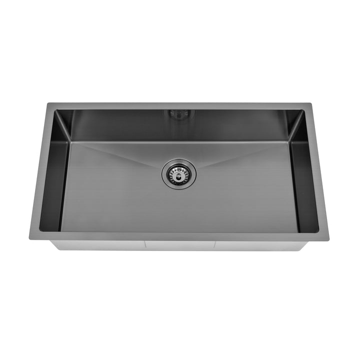 Brushed Gun Metal 800 x 450 x 230mm Kitchen & Laundry Sink - Acqua Bathrooms