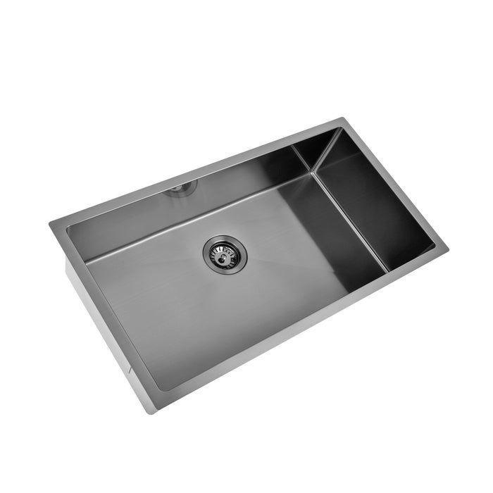 Brushed Gun Metal 800 x 450 x 230mm Kitchen & Laundry Sink - Acqua Bathrooms