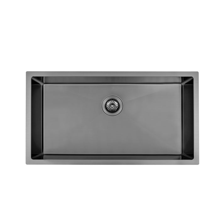 Brushed Gun Metal 800 x 450 x 230mm Kitchen & Laundry Sink - Acqua Bathrooms