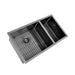 Brushed Gun Metal 800 x 450 x 230mm 1 & 1/2 Double Bowl Kitchen Sink - Acqua Bathrooms