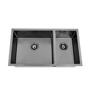 Brushed Gun Metal 800 x 450 x 230mm 1 & 1/2 Double Bowl Kitchen Sink - Acqua Bathrooms