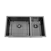 Brushed Gun Metal 800 x 450 x 230mm 1 & 1/2 Double Bowl Kitchen Sink - Acqua Bathrooms