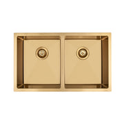 Brushed Gold 800 x 450 x 230mm Double Bowl Kitchen Sink - Acqua Bathrooms