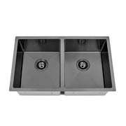 Brushed Gun Metal 800 x 450 x 230mm Double Bowl Kitchen Sink - Acqua Bathrooms