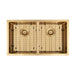 Brushed Gold 850 x 450 x 230mm Double Bowl Kitchen Sink - Acqua Bathrooms