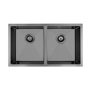 Brushed Gun Metal 850 x 450 x 230mm Double Bowl Kitchen Sink - Acqua Bathrooms